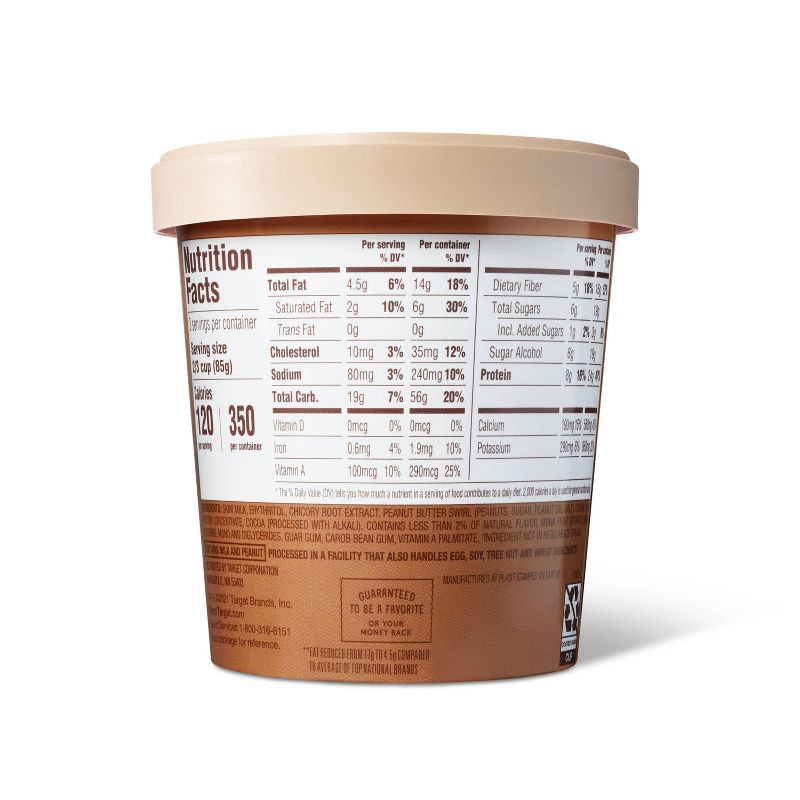 slide 2 of 3, Reduced Fat Chocolate with Peanut Butter Swirl Ice Cream - 16oz - Favorite Day™, 16 oz