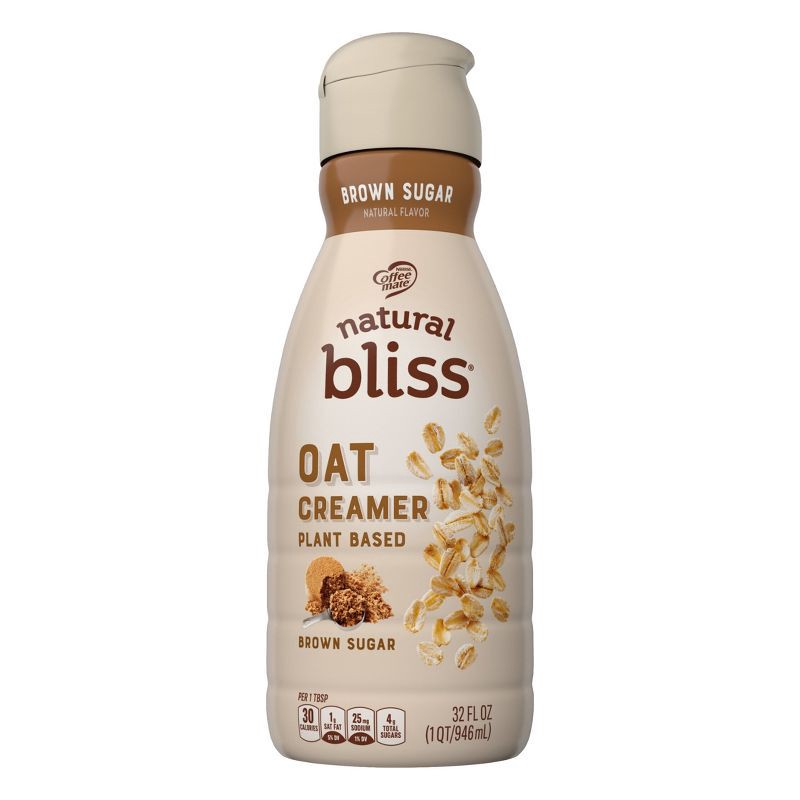 slide 1 of 9, Coffee mate Natural Bliss Brown Sugar Oat Milk Creamer - 1qt, 1 qt