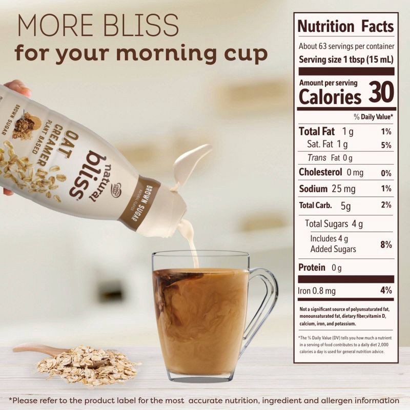 slide 5 of 9, Coffee mate Natural Bliss Brown Sugar Oat Milk Creamer - 1qt, 1 qt