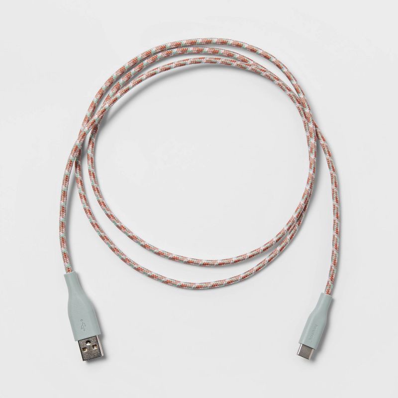 slide 3 of 3, 4' USB-C to USB-A Braided Cable - heyday™ Misty Blue, 1 ct