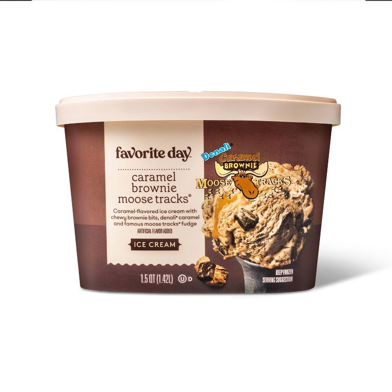 slide 1 of 4, Caramel Brownie Moose Tracks Ice Cream - 1.5qt - Favorite Day™, 1.5 qt