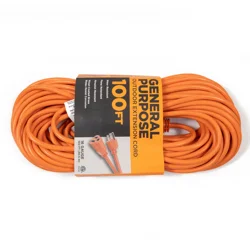 Meijer 16/3 Sjtwgeneral Purpose Orange Outdoor Extension Cord, 100 Ft