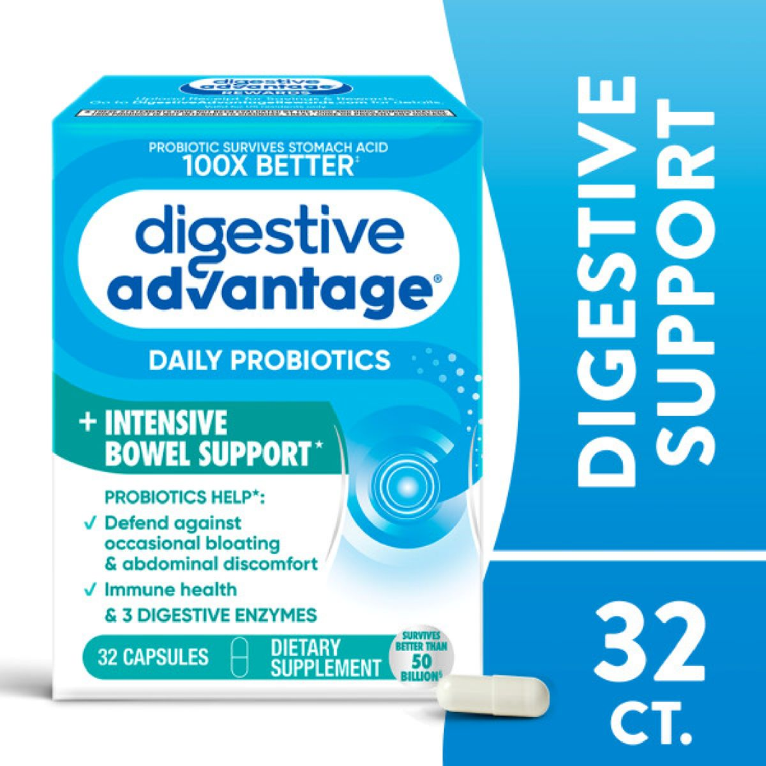 slide 1 of 3, Schiff Digestive Advantage Intensive Bowel Support, 32 ct