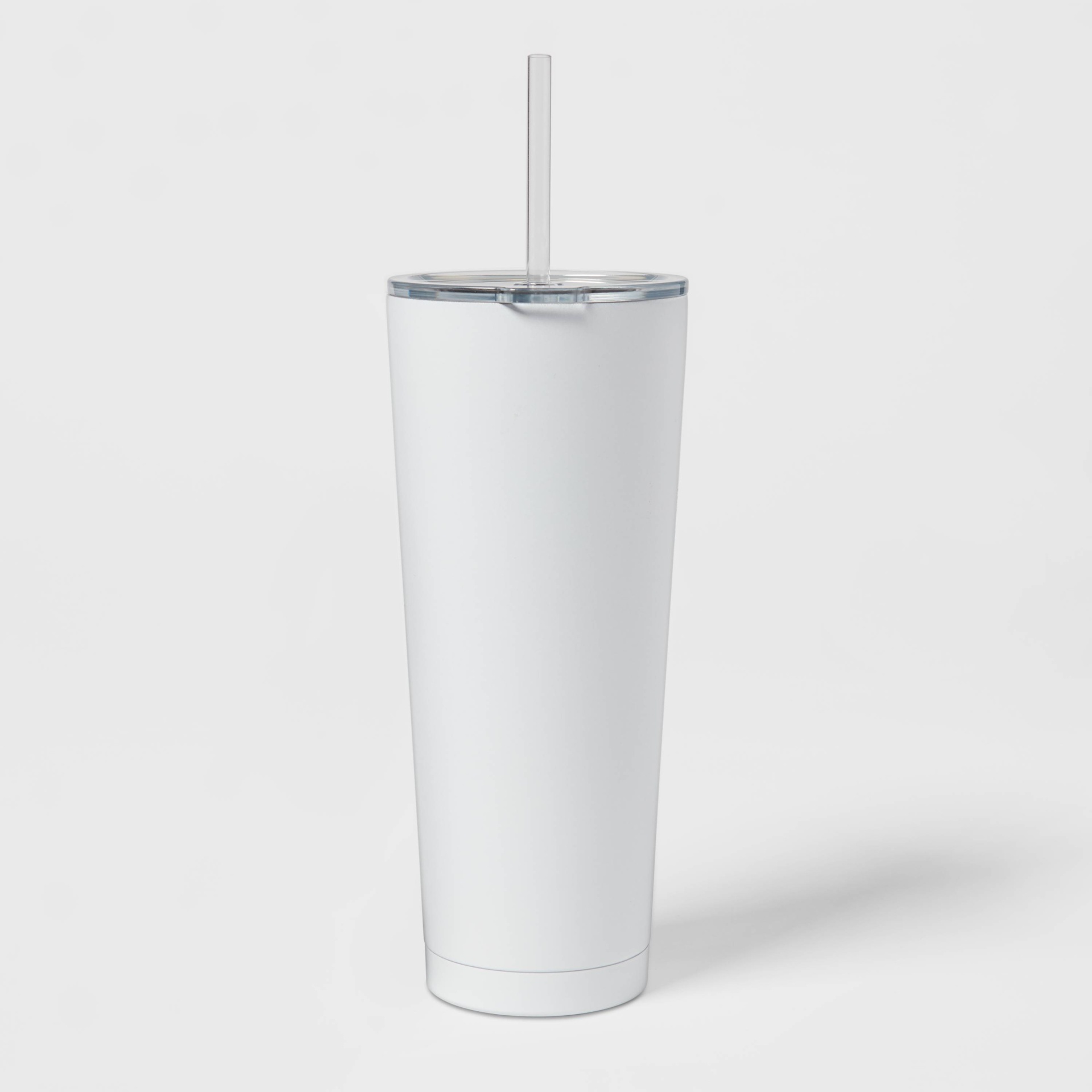slide 1 of 3, 25oz Stainless Steel Vacuum Straw Tumbler with Tritan Lid Solid True White - Room Essentials, 1 ct