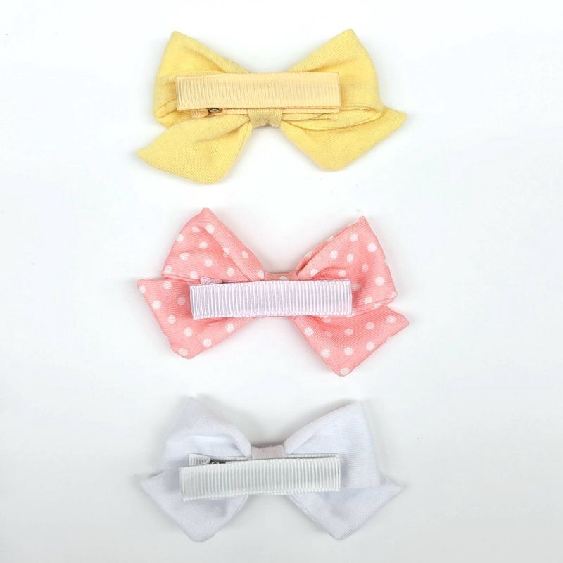 slide 3 of 4, Baby Girls' 6pk Polka Jersey Bow Hair Clips - Cloud Island™, 6 ct