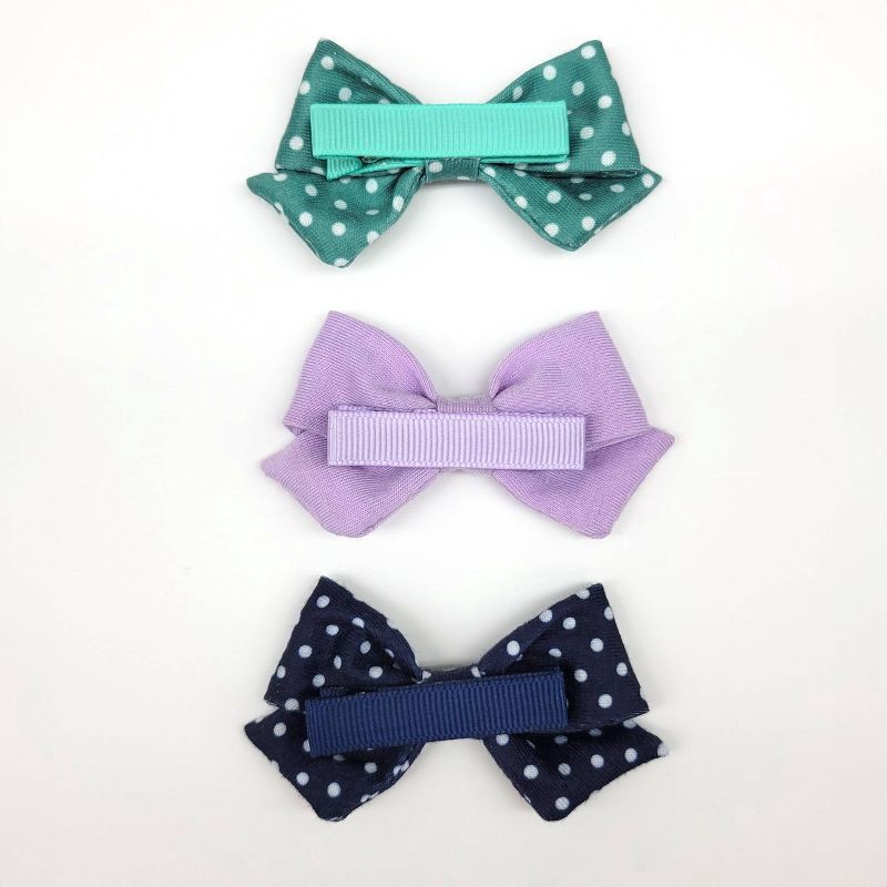 slide 4 of 4, Baby Girls' 6pk Polka Jersey Bow Hair Clips - Cloud Island™, 6 ct