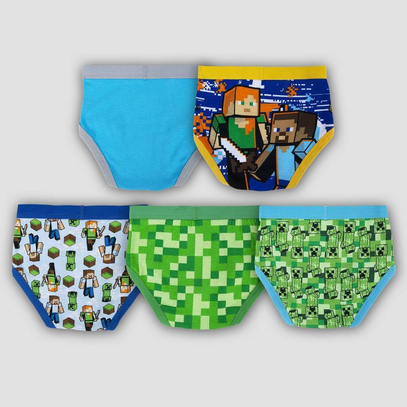slide 2 of 6, Boys' Mojang Minecraft 5pk Briefs Underwear - 6, 5 ct