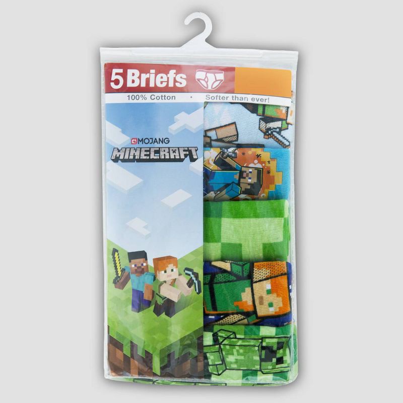 slide 3 of 6, Boys' Mojang Minecraft 5pk Briefs Underwear - 6, 5 ct