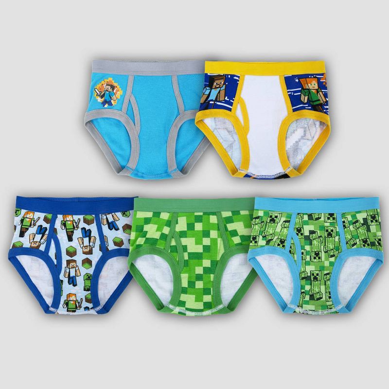 slide 1 of 6, Boys' Mojang Minecraft 5pk Briefs Underwear - 6, 5 ct