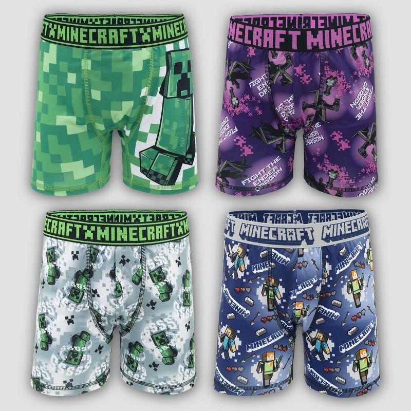 slide 1 of 5, Boys' Minecraft 4pk Underwear - 8, 4 ct