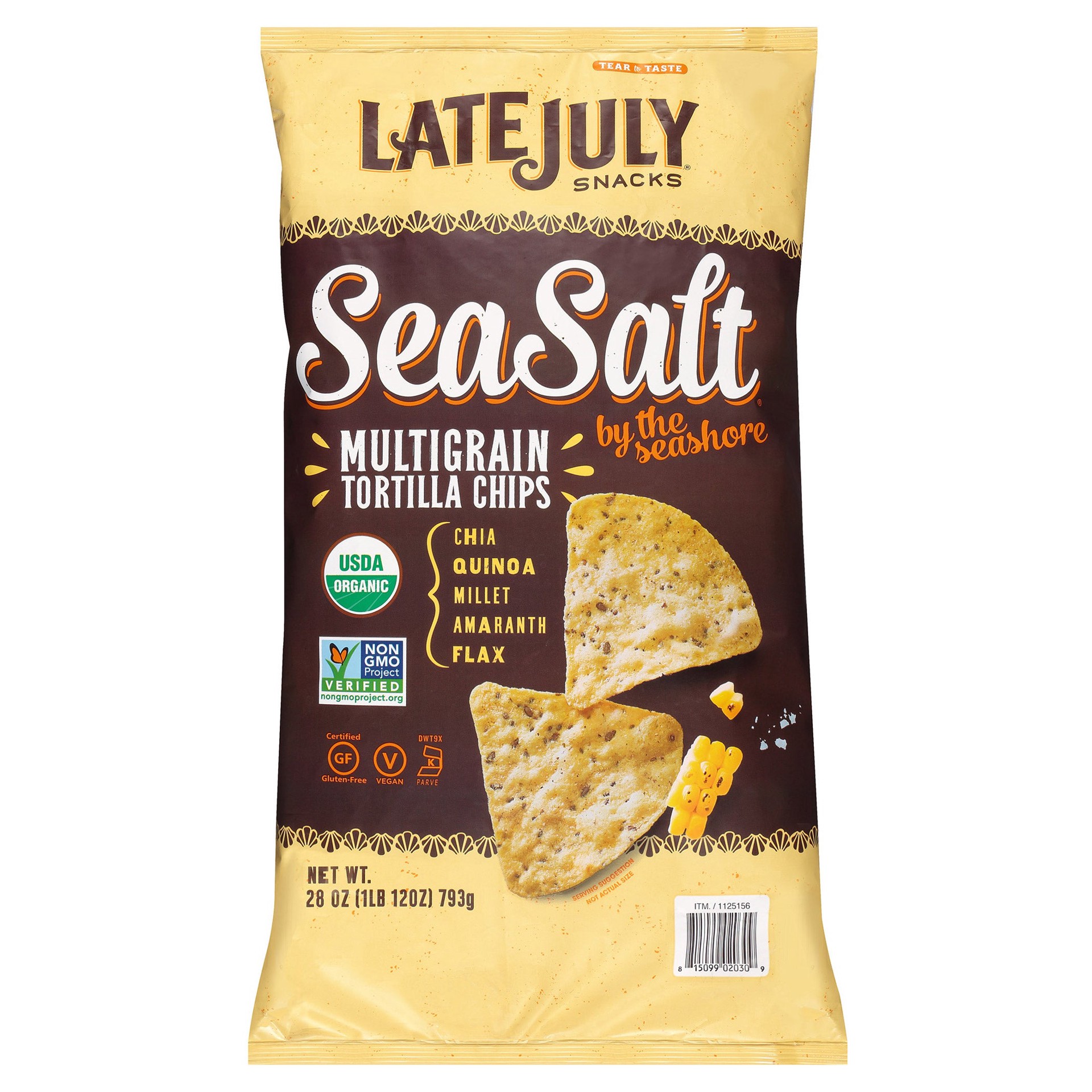 slide 1 of 1, Late July Organic Sea Salt Multigrain Tortilla Chips, 28 oz, 