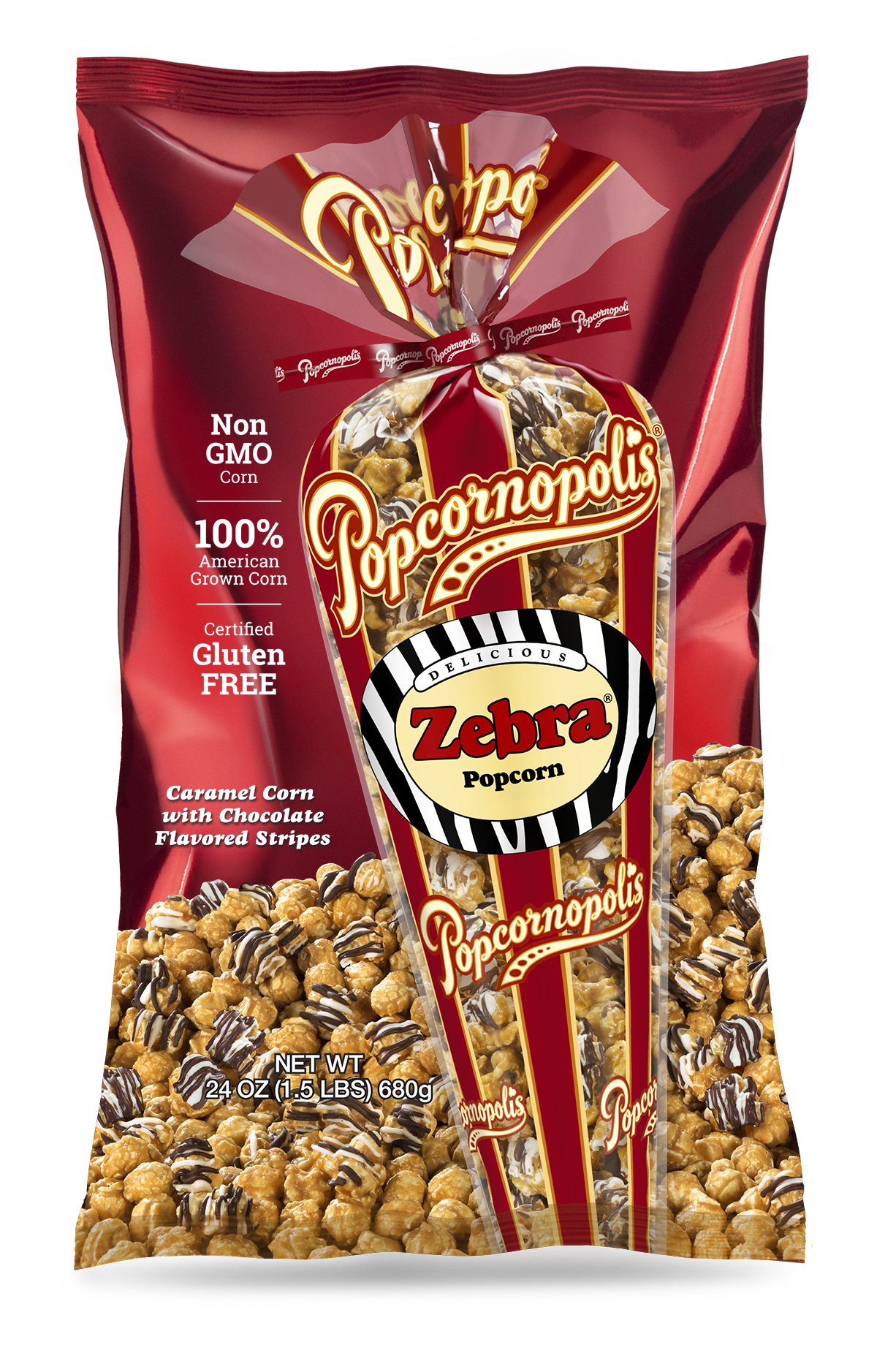 slide 1 of 1, Popcornopolis Zebra Popcorn, 