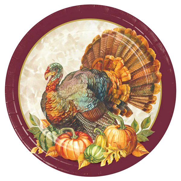slide 1 of 1, Creative Converting Traditional Turkey Party Dinner Plates, 8 ct
