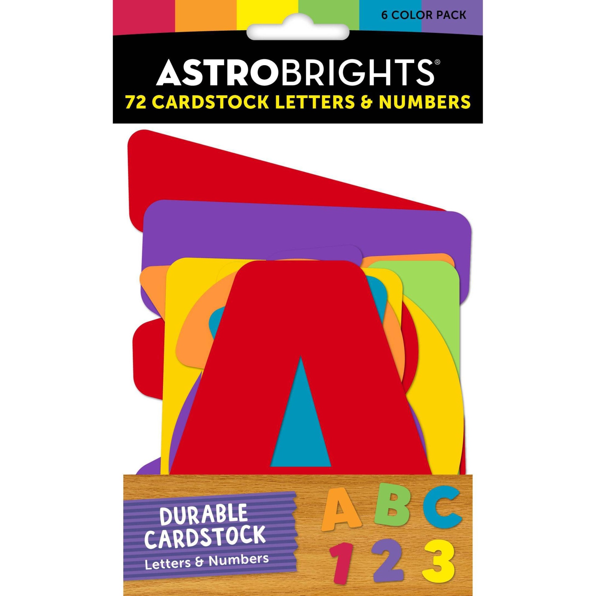 slide 1 of 5, Cardstock Letters and Numbers 6 Color Pack - Astrobrights, 72 ct