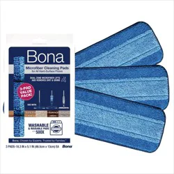 Bona Cleaning Products Reusable Mop Refill Multi Surface Microfiber Cleaning & Mopping Pads Value Pack - Unscented - 3ct
