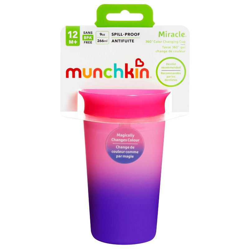 slide 5 of 7, Munchkin Miracle 360° Color Changing Sippy Cup - Pink - 9oz, 1 ct