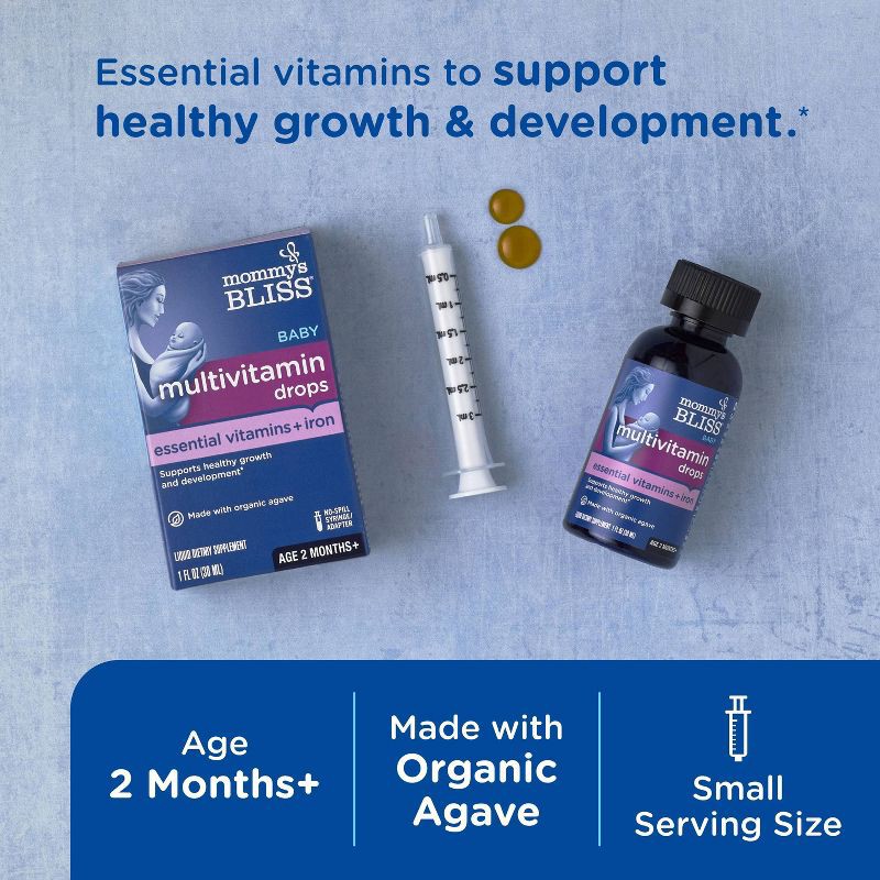 slide 3 of 10, Mommy's Bliss Baby Multivitamin + Iron - 1 fl oz, 1 fl oz