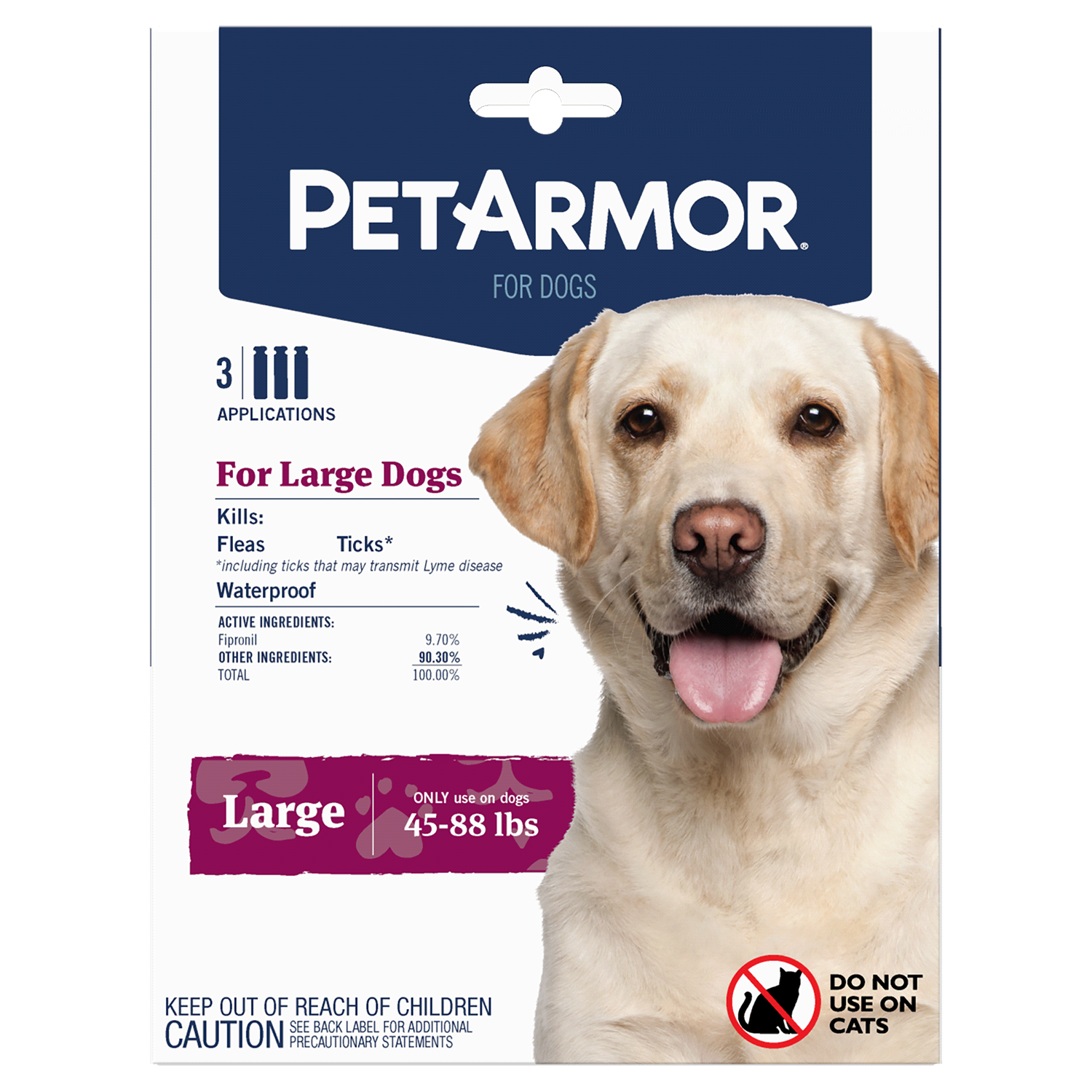 slide 1 of 3, Petarmor Lg Dog 3Ct F&T So 45-88Lb, 3 ct