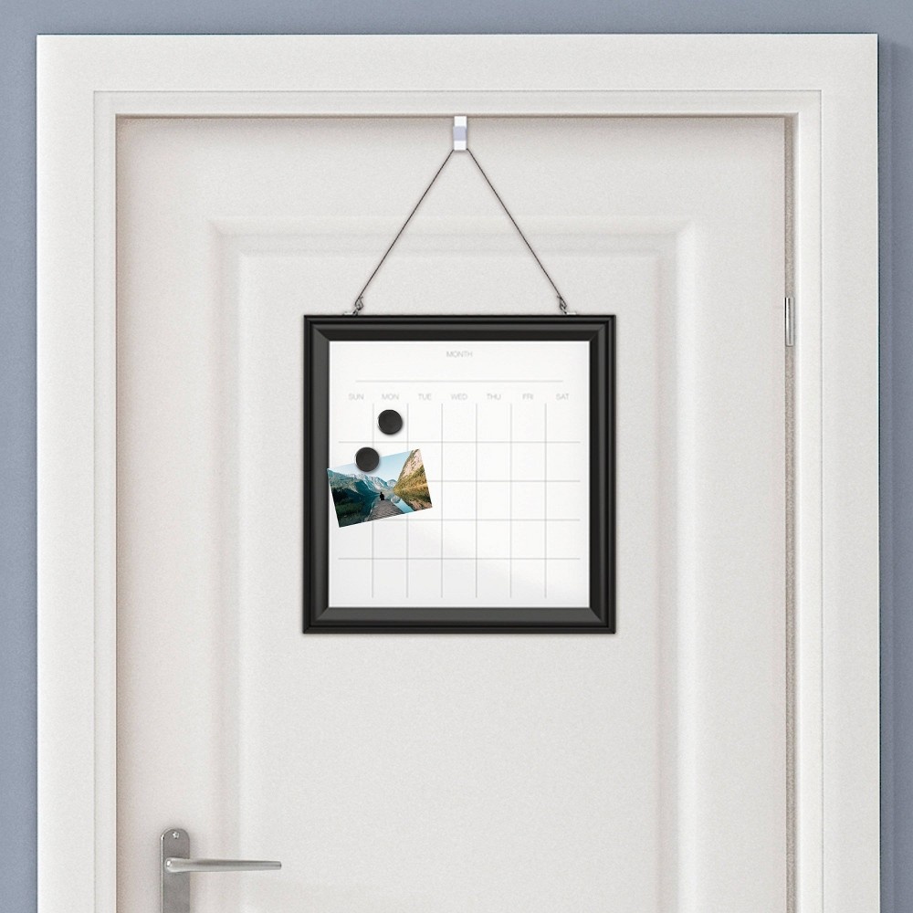 slide 5 of 5, 14"x14" 2-Sided Antimicrobial Dry Erase Board with Over-The-Door Hanger Black - Quartet, 1 ct