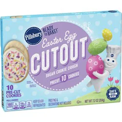 Pillsbury Ready-to-Bake Egg Cutout Shape Sugar Cookie Dough - 10ct/7.2oz