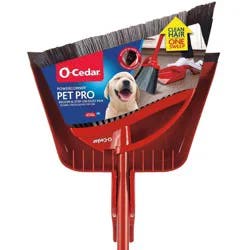 O-Cedar PowerCorner Pet Pro Assembled Broom with Step-On Dustpan: Portable, Non-Abrasive, Reusable, Hanging Loop