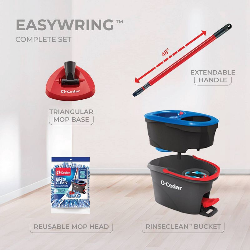 slide 11 of 23, O-Cedar RinseClean Spin Mop & Bucket System, 1 ct