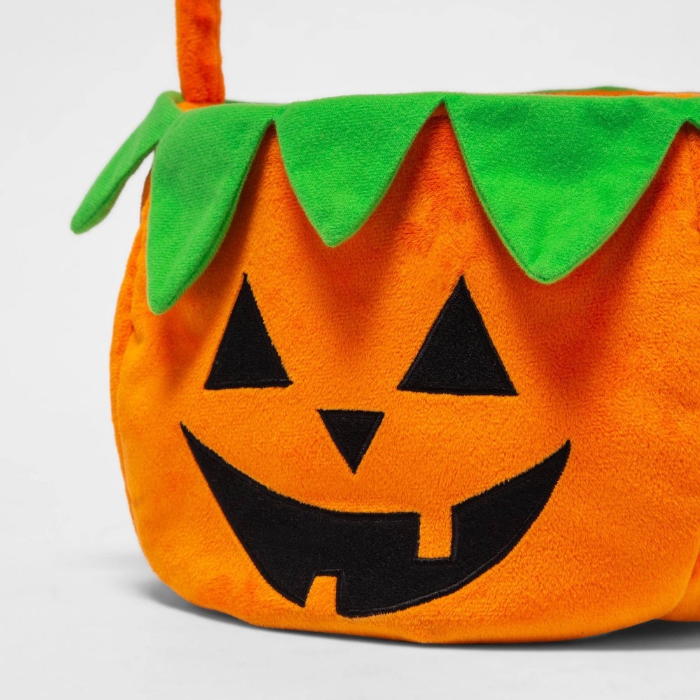 slide 3 of 3, Plush Pumpkin Pail Halloween Trick or Treat Container - Hyde & EEK! Boutique, 1 ct