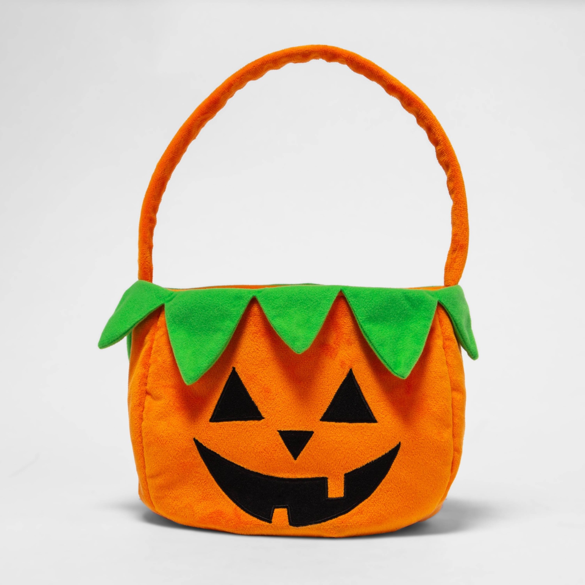 slide 1 of 3, Plush Pumpkin Pail Halloween Trick or Treat Container - Hyde & EEK! Boutique, 1 ct