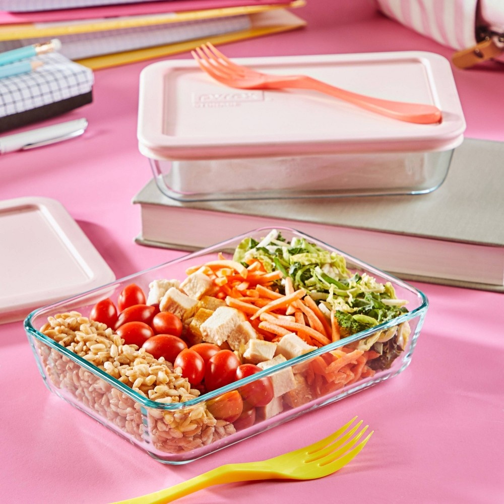 Pyrex 3 Cup Rectangular Glass Food Storage Value Pack - Pink 4 ct | Shipt