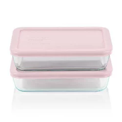 Pyrex 4pc 3 Cup Rectangular Glass Food Storage Value Pack - Pink 4