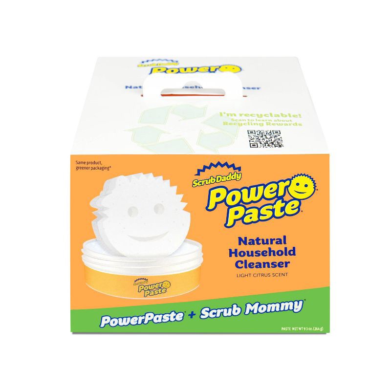 slide 2 of 9, Scrub Daddy PowerPaste + Scrub Mommy Dye Free Sponge Natural Household Cleanser, 1 ct