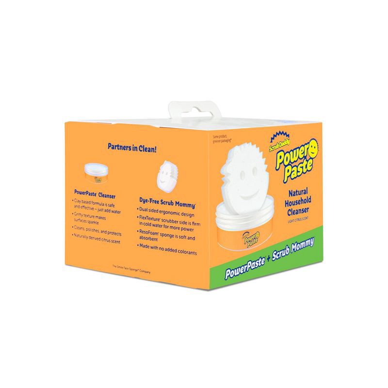 slide 1 of 9, Scrub Daddy PowerPaste + Scrub Mommy Dye Free Sponge Natural Household Cleanser, 1 ct