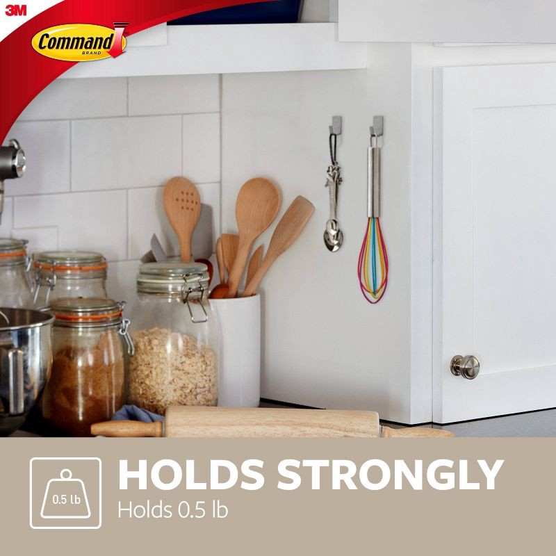 slide 5 of 11, Command 10pk Small Stainless Steel Hooks: Adhesive Hat & Comando Hooks, 0.5 lb Capacity, Silver, Metal, 90-Day Warranty, 10 ct, 0.5 lb