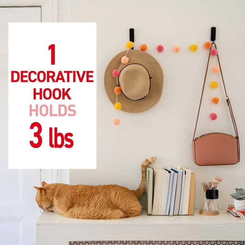 slide 2 of 12, Command Small Matte Black Hooks: Decorative Wall & Kitchen Hooks, Metal, 0.5 lb Capacity, 2-Pack, 0.5 lb