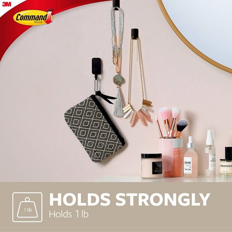 slide 5 of 12, Command Small Matte Black Hooks: Decorative Wall & Kitchen Hooks, Metal, 0.5 lb Capacity, 2-Pack, 0.5 lb