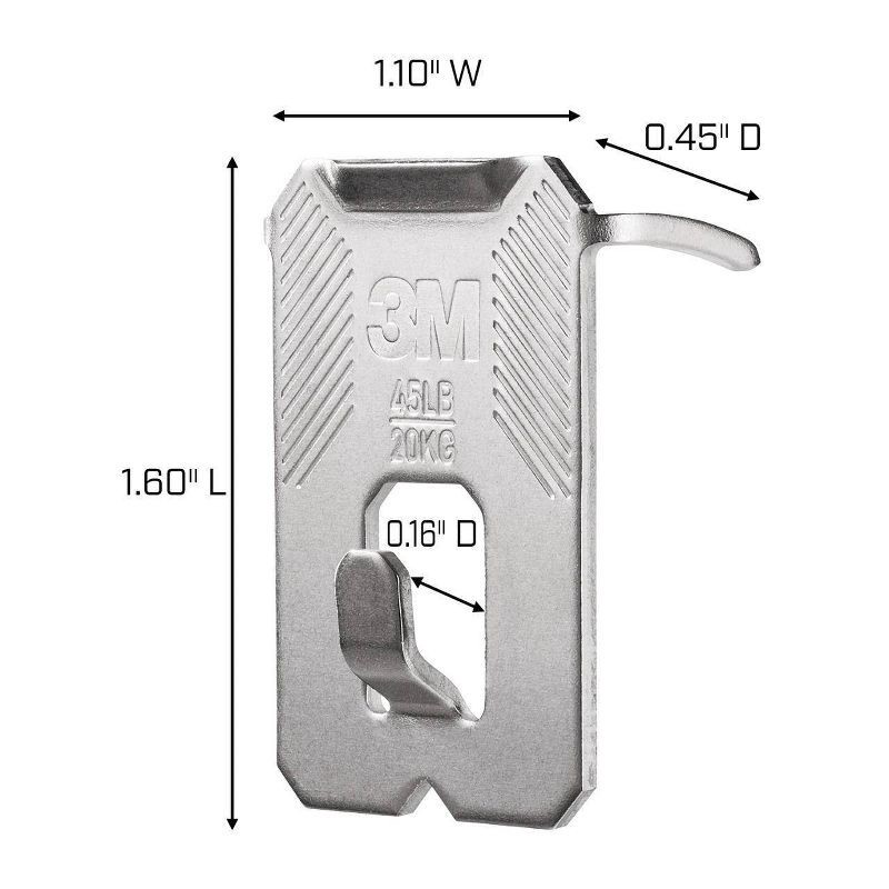slide 13 of 17, 3M Claw Drywall Picture Hanging Kit: Metal Utility Hooks, 45 lb Capacity, 10 Pack, Gray, 45 lb, 10 ct