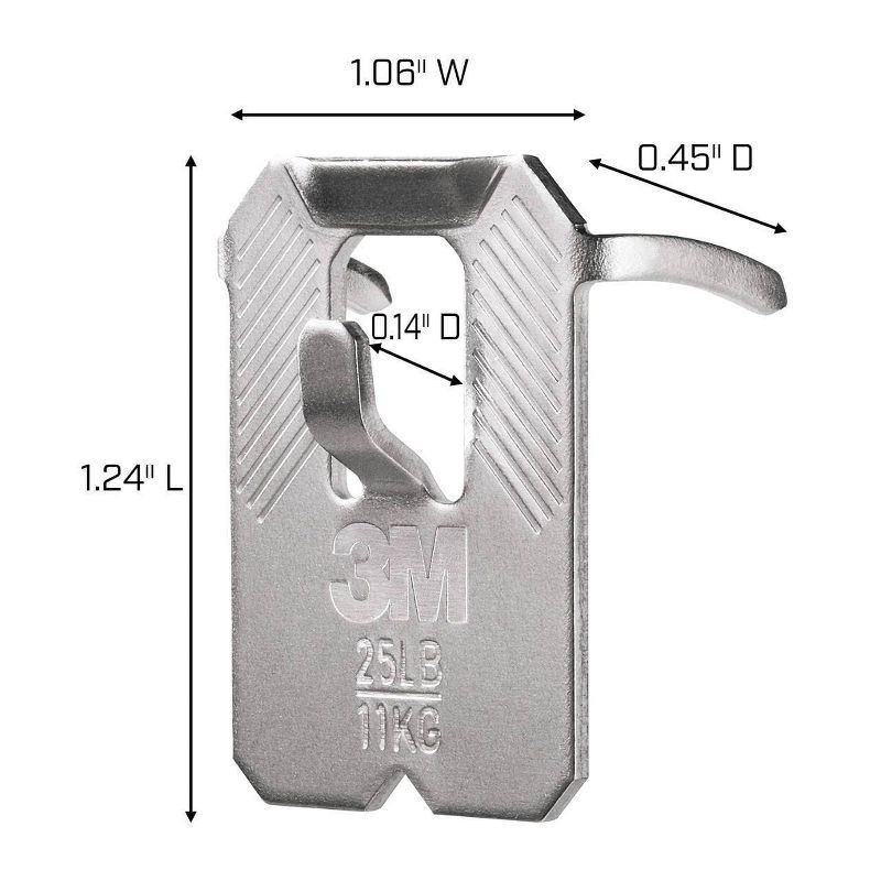slide 14 of 17, 3M Claw Drywall Picture Hanging Kit: Metal Utility Hooks, 45 lb Capacity, 10 Pack, Gray, 45 lb, 10 ct