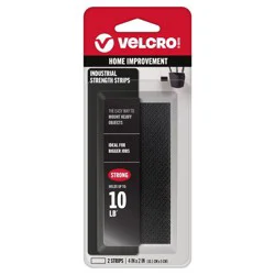 VELCRO 2ct 4"x2" Indoor/Outdoor Industrial Strength Strips, Superior Holding Power on Smooth Surface - Black