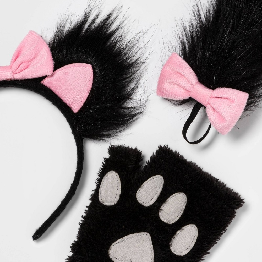 slide 3 of 3, Adult Black Kitty Heads and Tails Halloween Costume Accessory Set - Hyde & EEK! Boutique, 1 ct
