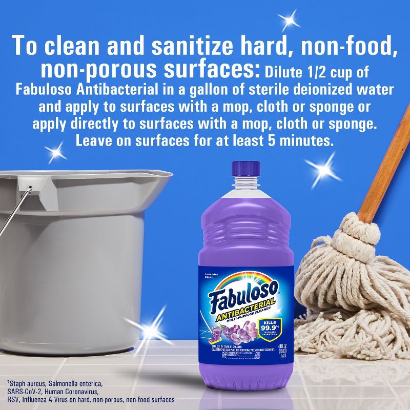 slide 9 of 15, Fabuloso Lavender Anti-Bacterial Multi-Purpose Cleaner - 48 fl oz, 48 fl oz