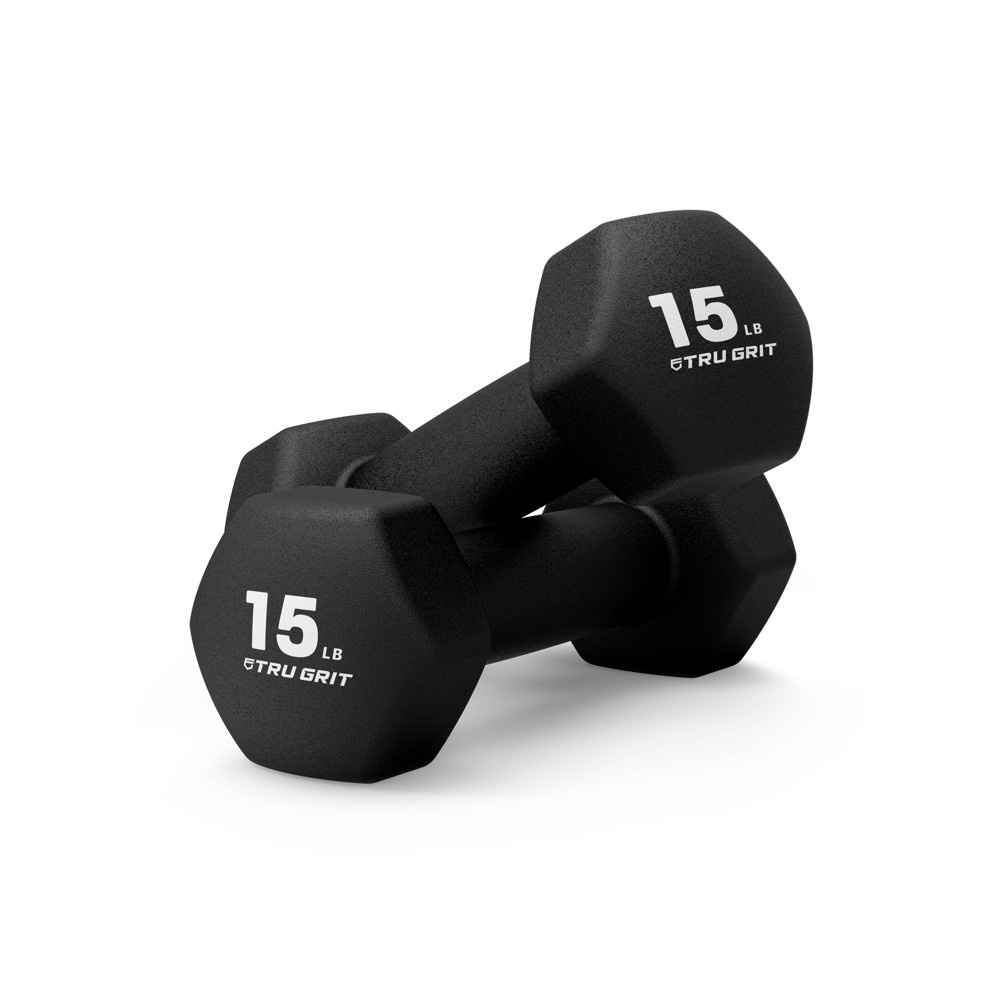 slide 2 of 5, Tru Grit Hex Neoprene Dumbbell - 15lbs, 15 lb