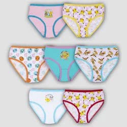 Girls' Pokemon 7pk Underwear - 4: Pikachu & Friends Mid Rise Briefs, Full Waistband Elastic