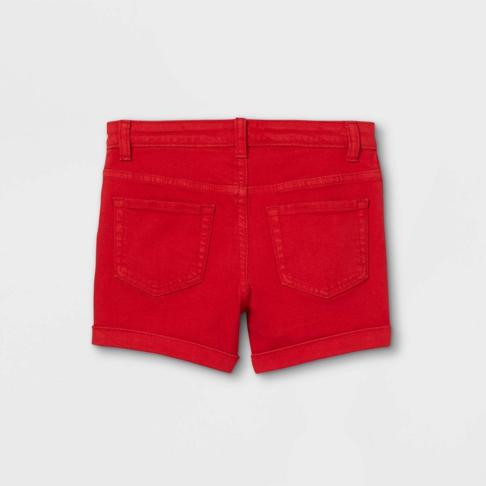 slide 2 of 3, Girls' Button-Front Jean Shorts - Cat & Jack Red XL, 1 ct