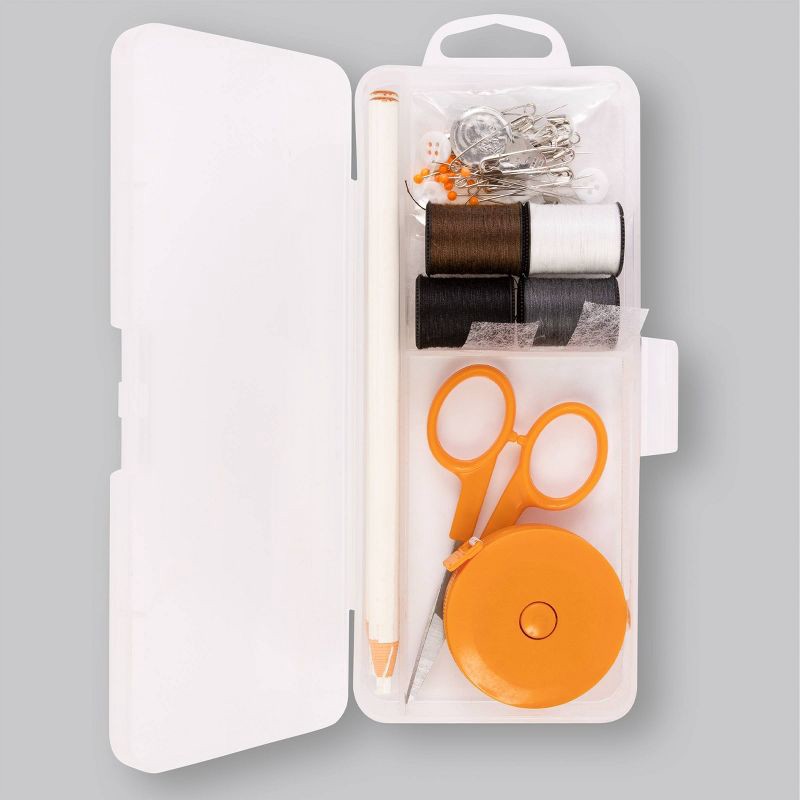 slide 2 of 6, Fiskars Sewing Survival Kit: Travel Size with Tape Measure, Needles, Thread & Scissors, 62 Pieces, 62 ct