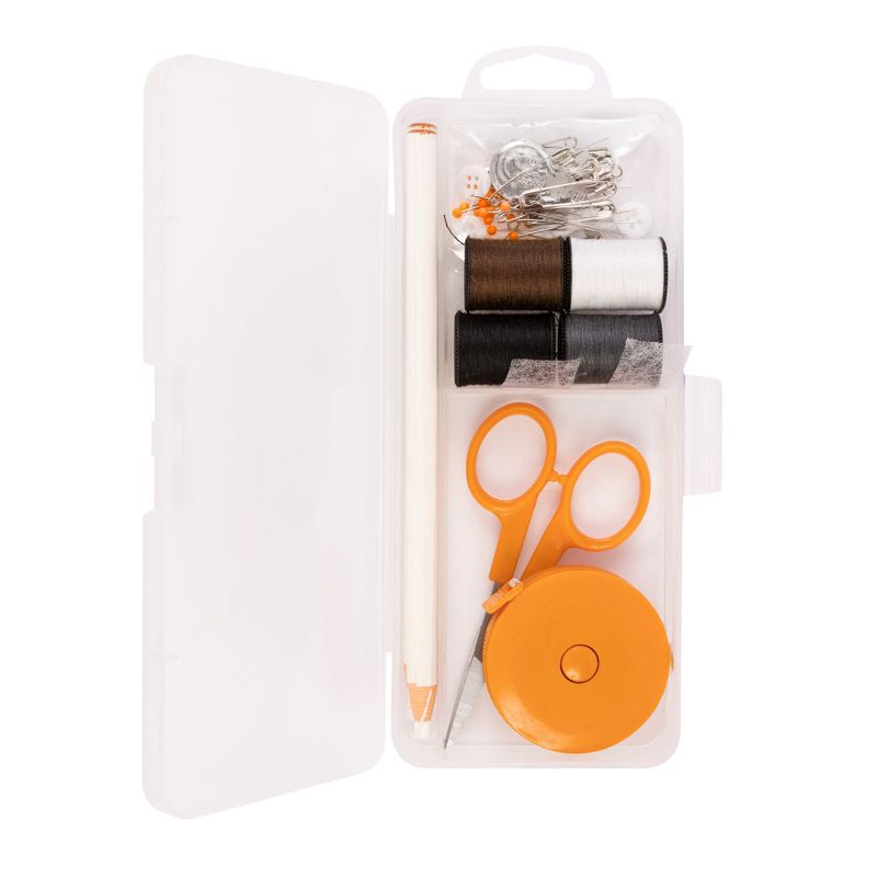 slide 2 of 7, Fiskars Sewing Survival Kit: Travel Size with Tape Measure, Needles, Thread & Scissors, 62 Pieces, 62 ct