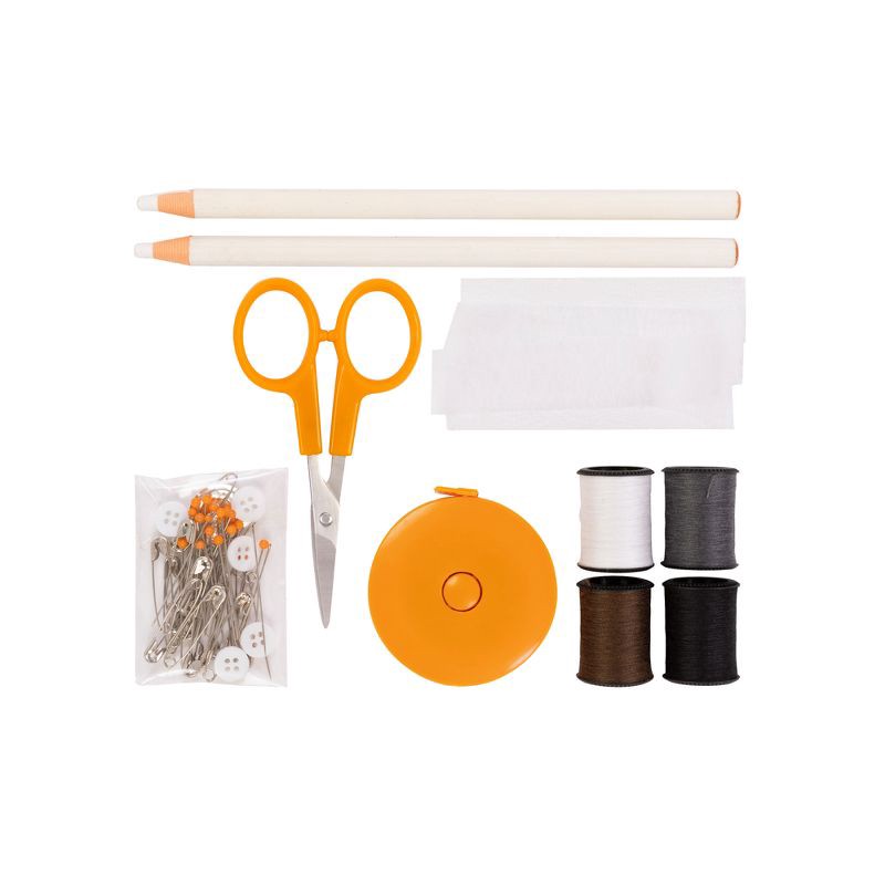 slide 3 of 7, Fiskars Sewing Survival Kit: Travel Size with Tape Measure, Needles, Thread & Scissors, 62 Pieces, 62 ct