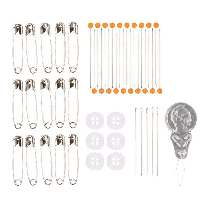 slide 4 of 7, Fiskars Sewing Survival Kit: Travel Size with Tape Measure, Needles, Thread & Scissors, 62 Pieces, 62 ct