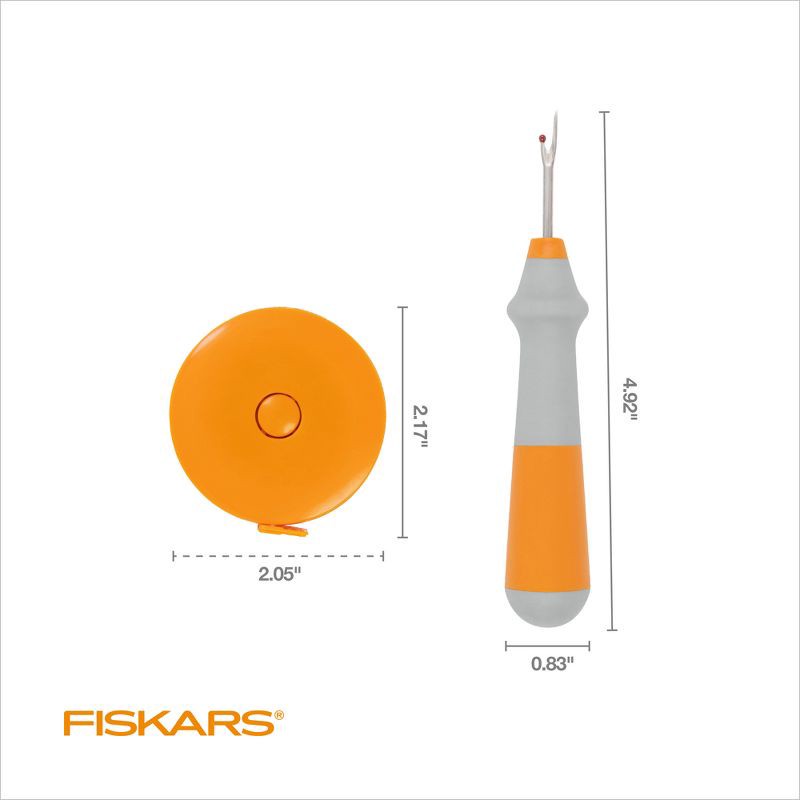slide 9 of 9, Fiskars Seam Ripper and Tape Measure: Sewing Tools for Seam Ripping & Body Measuring, 2-Pack, 1 ct