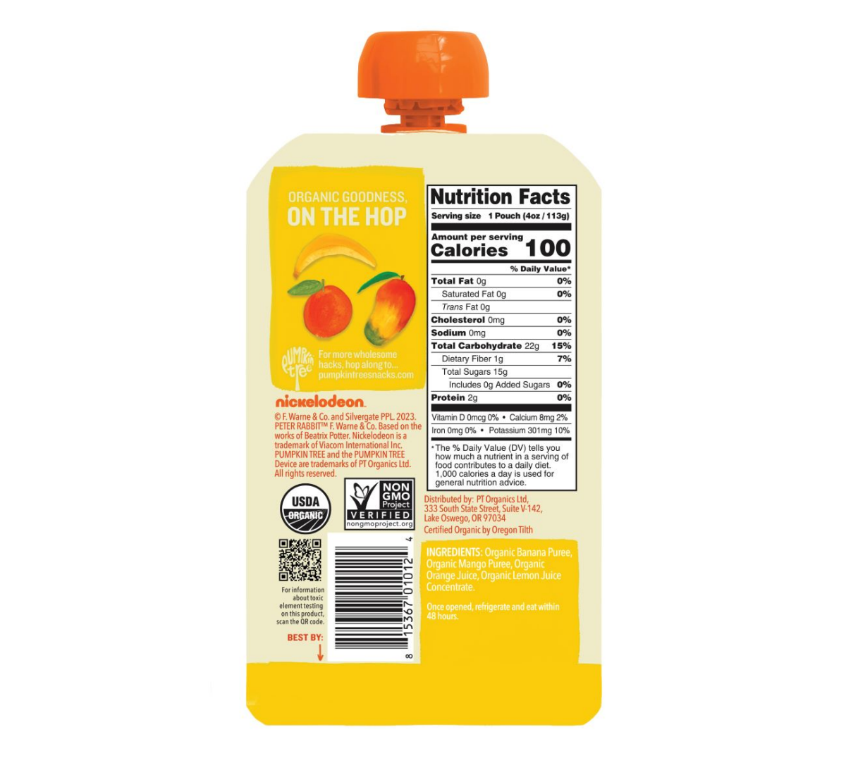 slide 2 of 2, Peter Rabbit Organics Organic Mango Banana And Orange Fruit Snack, 4 oz