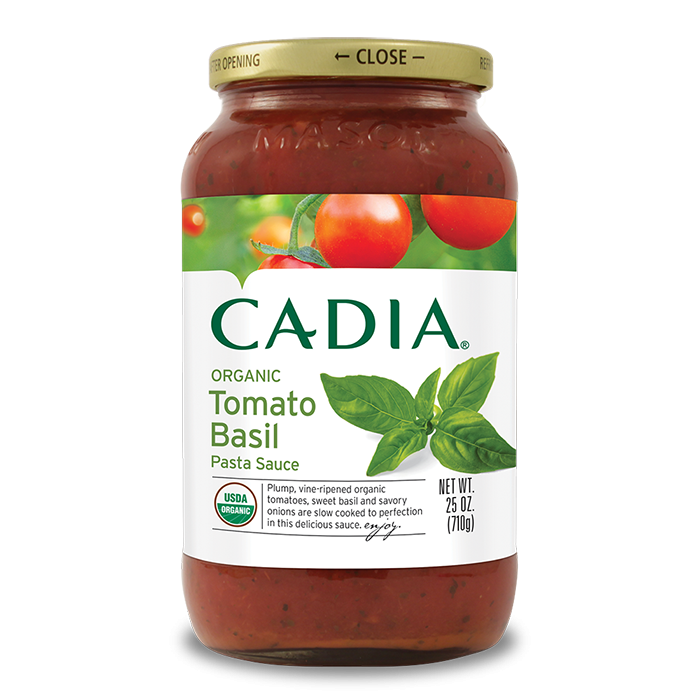 slide 1 of 1, Cadia Organic Tomato Basil Pasta Sauce, 25 oz